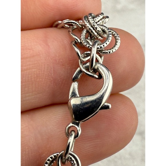 White House Black Market Necklace Bib Statement Shell Look Silver Tone 16" - Picture 5 of 8